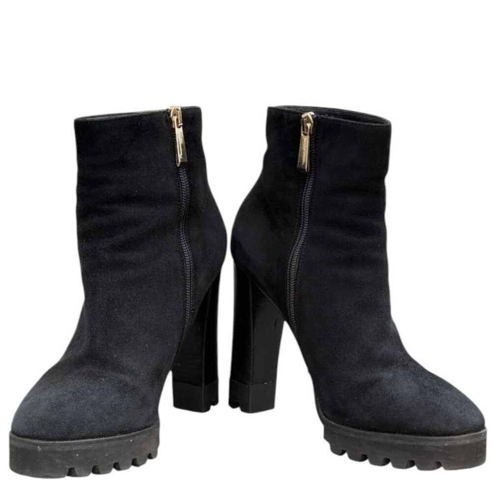 Just Cavalli Lug Sole Bootie Black Suede Platform Eu 40 Us Size 10